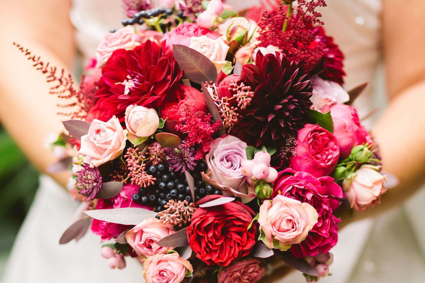 Bruidsboeket rood roze